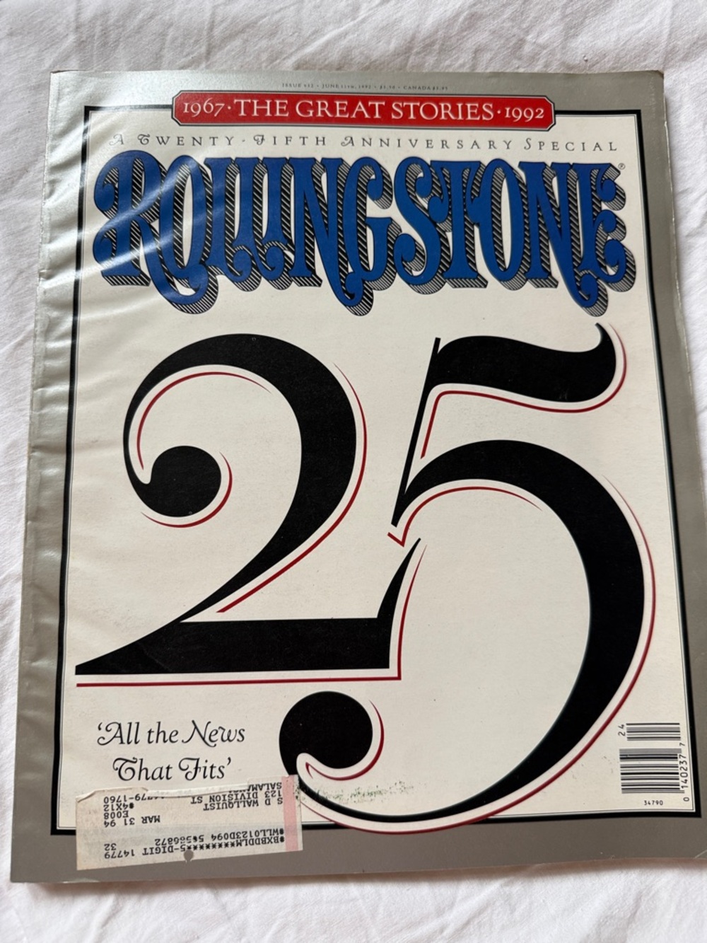 Rolling Stone 25th Anniversary Special 1967-1992 GREAT ARTICLES from the past